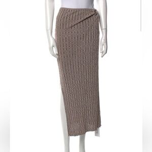 Aya Muse Textured Wrap Midi Skirt Neutral Knit Size Small